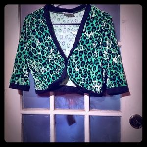 Dressed to kill green leopard velvet bolero XL